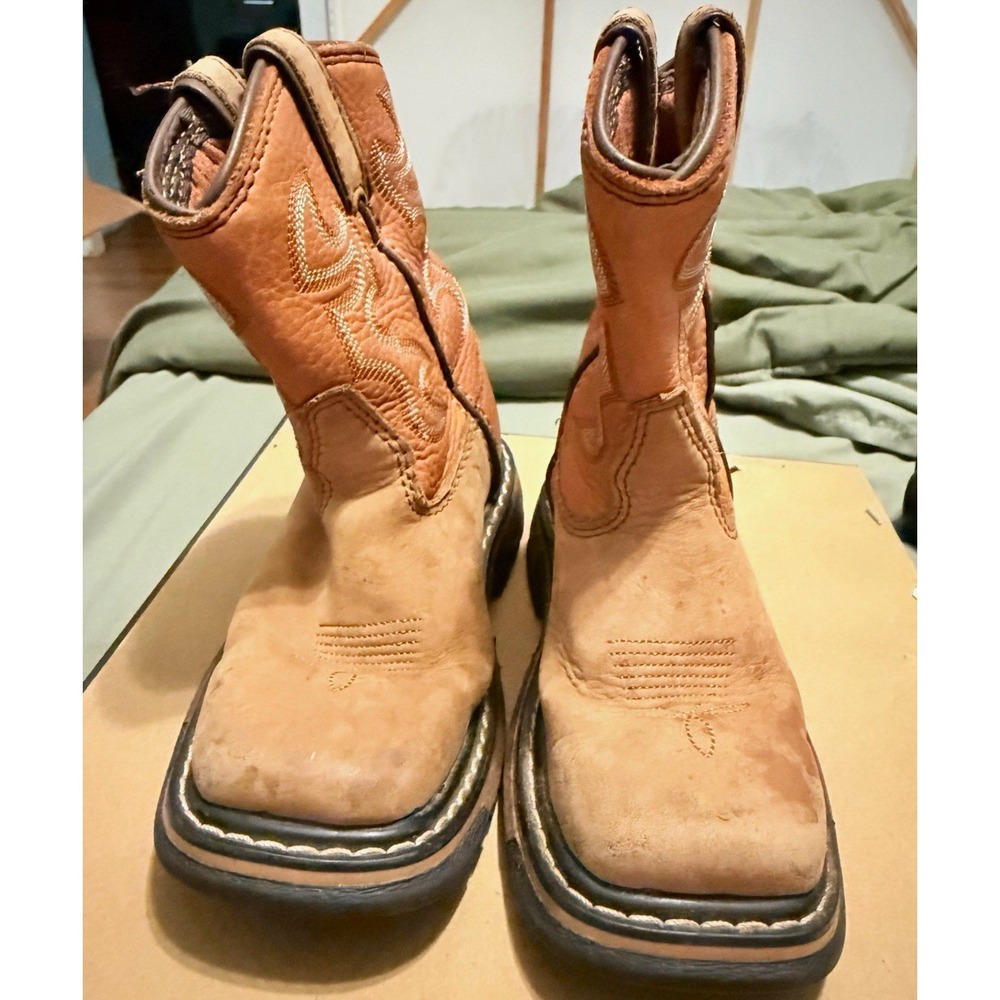 Rocky Men's Brown Leather Pull-On Slip-On Square Toe Mid-Calf Boots Sz 10